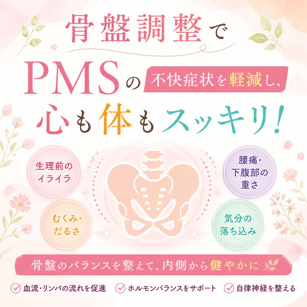 骨盤調整でPMSの不快症状を軽減し、心も体もスッキリ！