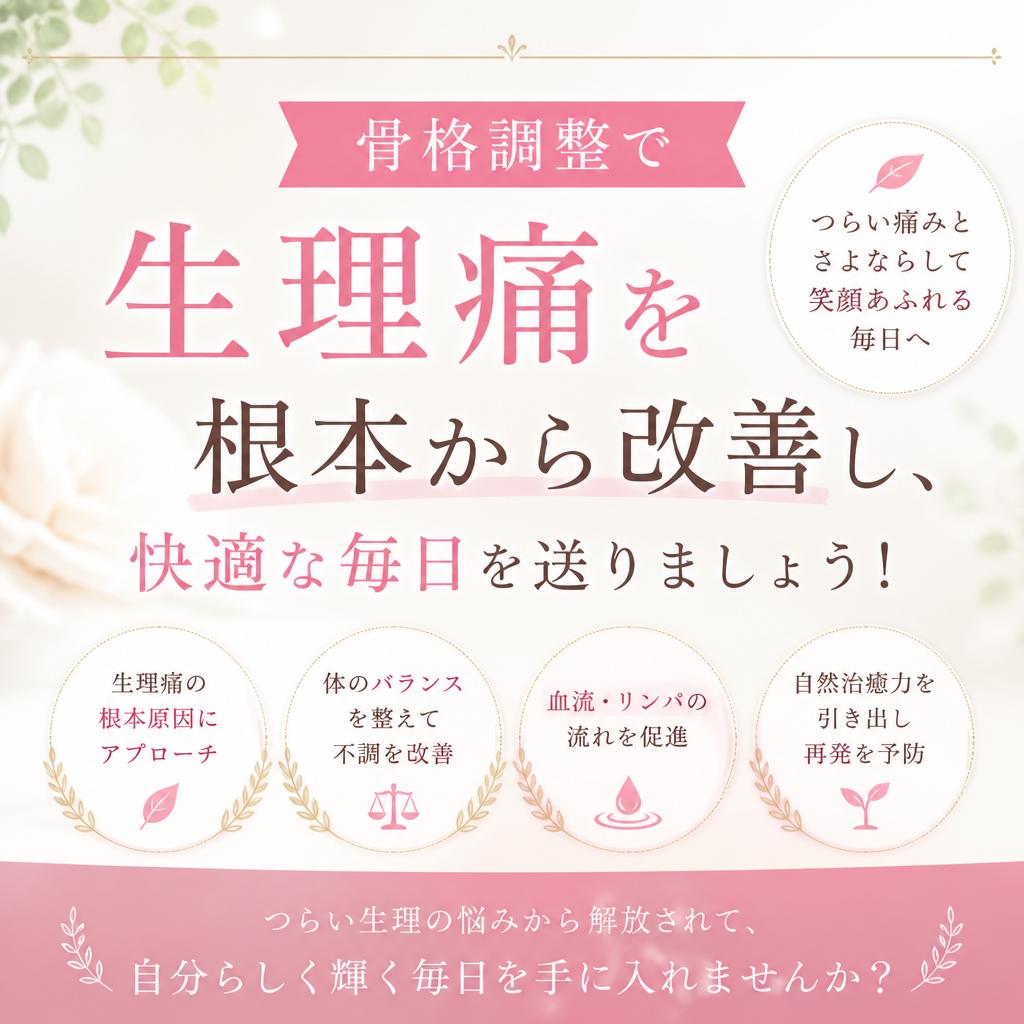 骨格調整で生理痛を根本から改善し、快適な毎日を送りましょう！