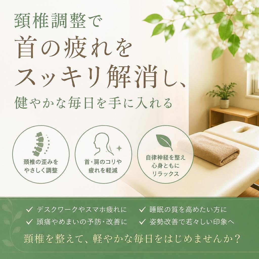 頚椎調整で首の疲れをスッキリ解消し、健やかな毎日を手に入れる
