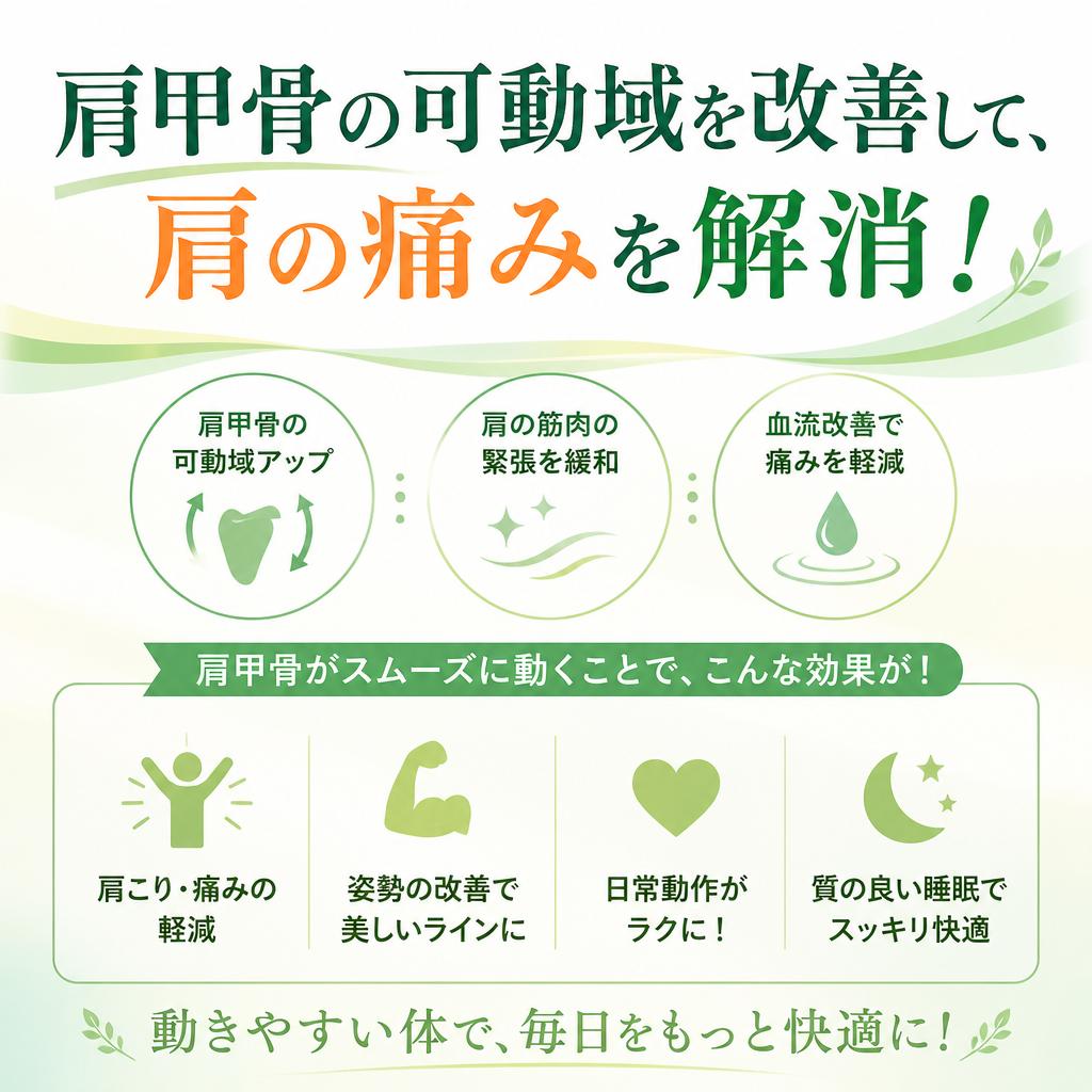 肩甲骨の可動域を改善して、肩の痛みを解消！