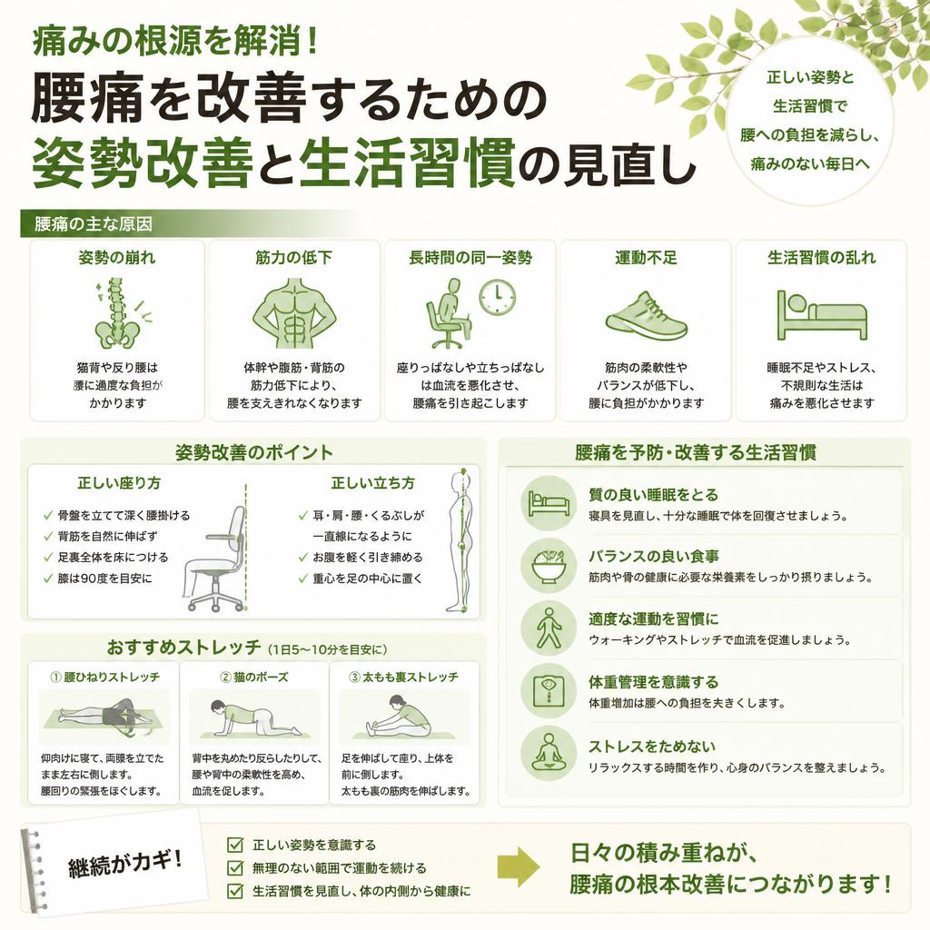 痛みの根源を解消！腰痛を改善するための姿勢改善と生活習慣の見直し