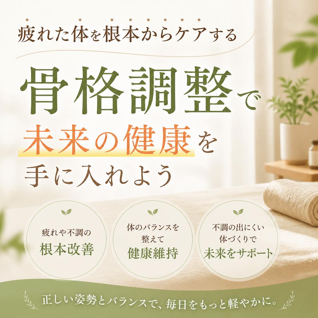 疲れた体を根本からケアする骨格調整で、未来の健康を手に入れよう