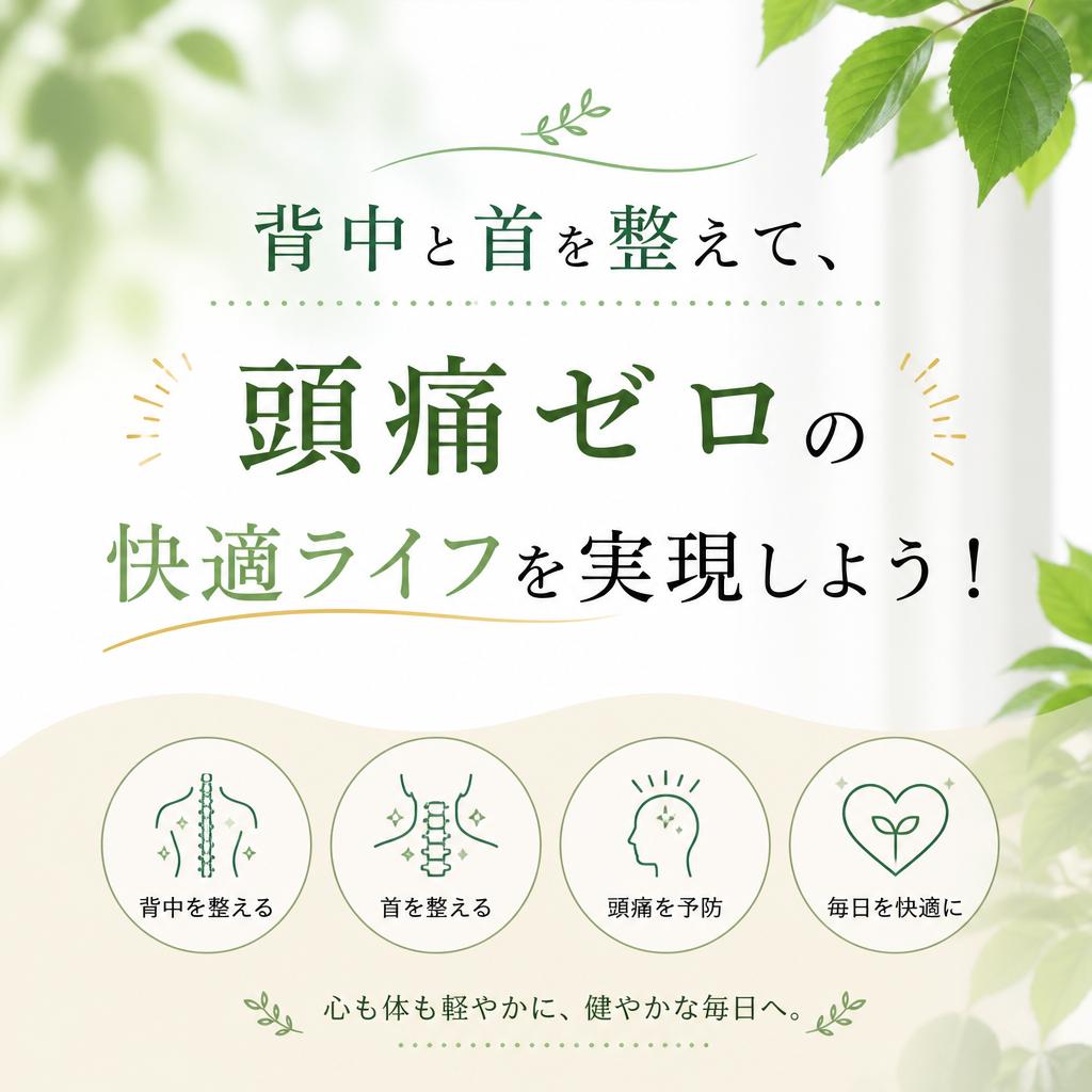背中と首を整えて、頭痛ゼロの快適ライフを実現しよう！